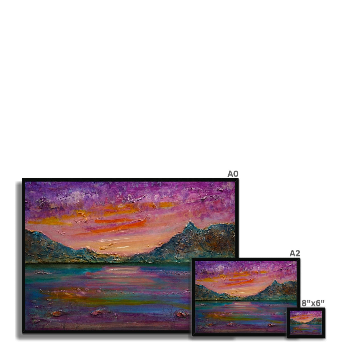 Loch Leven Sunset Painting | Framed Prints From Scotland-Framed Prints-Scottish Lochs & Mountains Art Gallery-Paintings, Prints, Homeware, Art Gifts From Scotland By Scottish Artist Kevin Hunter