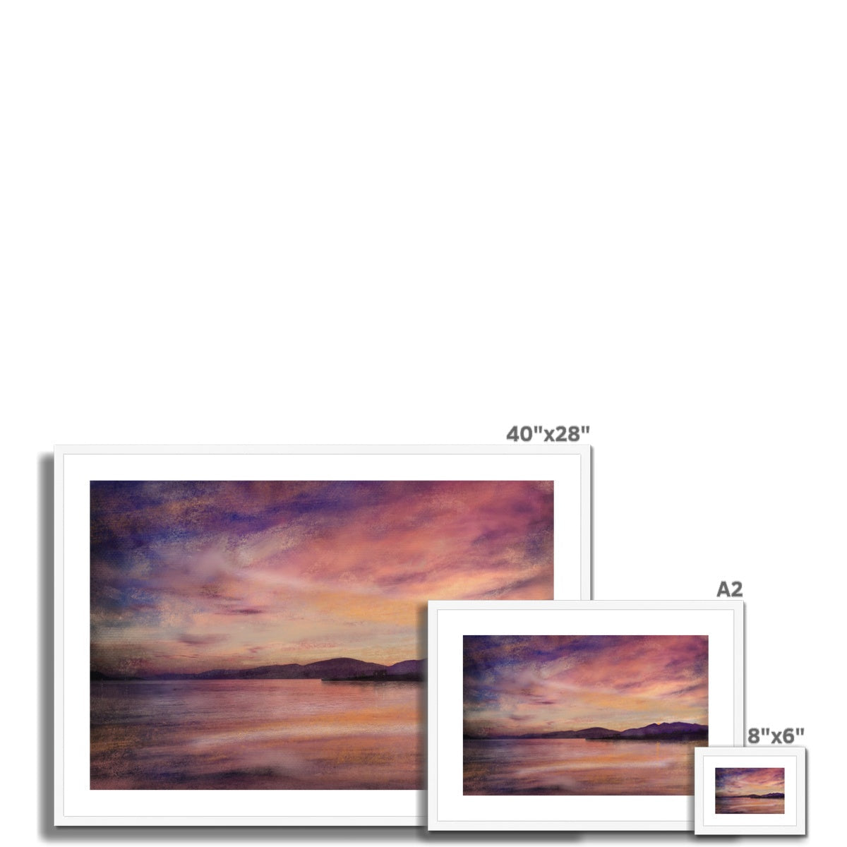 Loch Linnhe Dusk art print: serene sunset over water in purple and orange hues