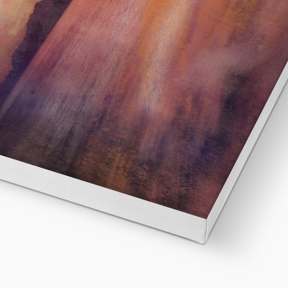 Loch Linnhe Dusk abstract canvas print in purple orange brown watercolor blend