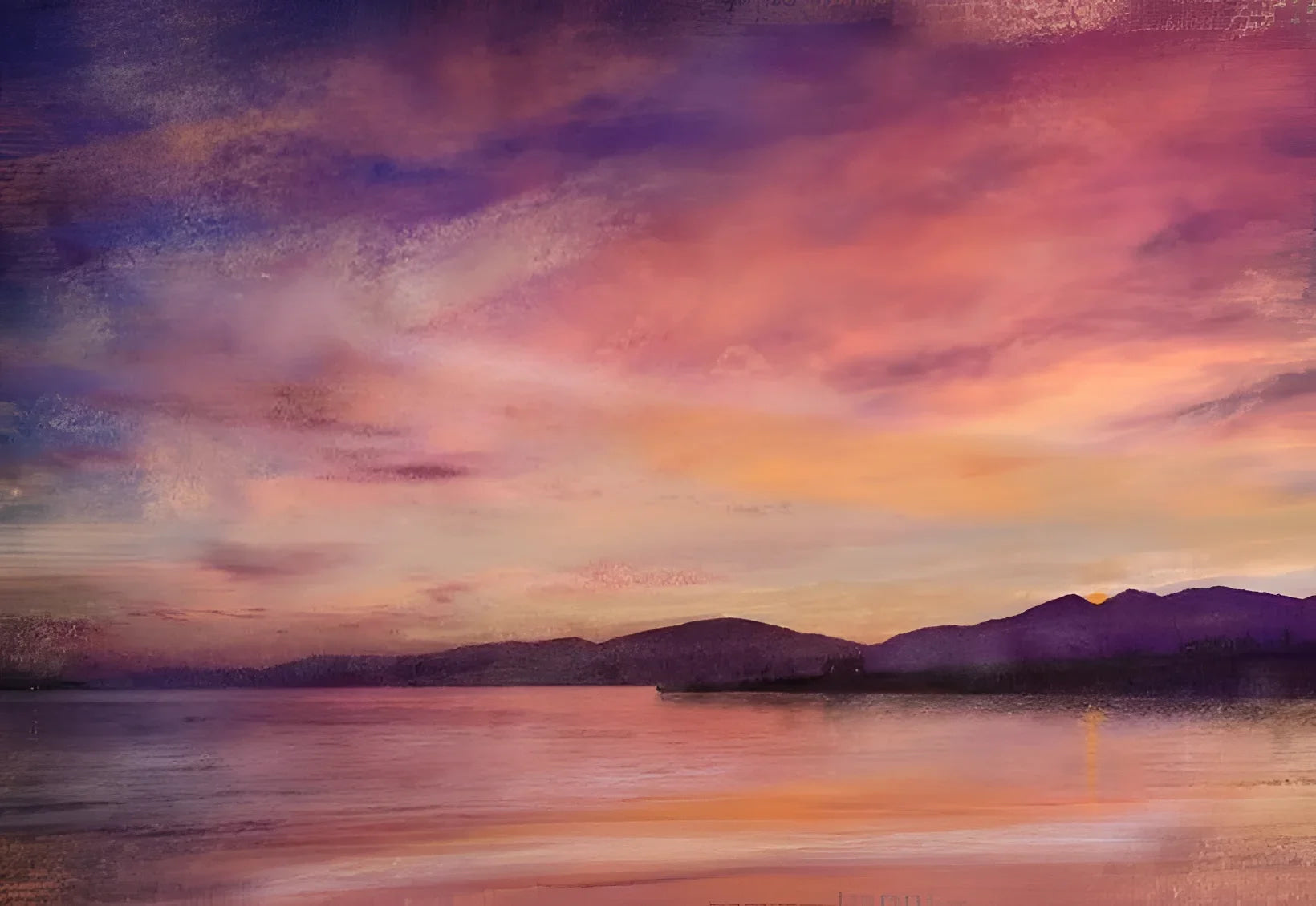 Colorful sunset over water in Loch Linnhe Dusk Original Painting