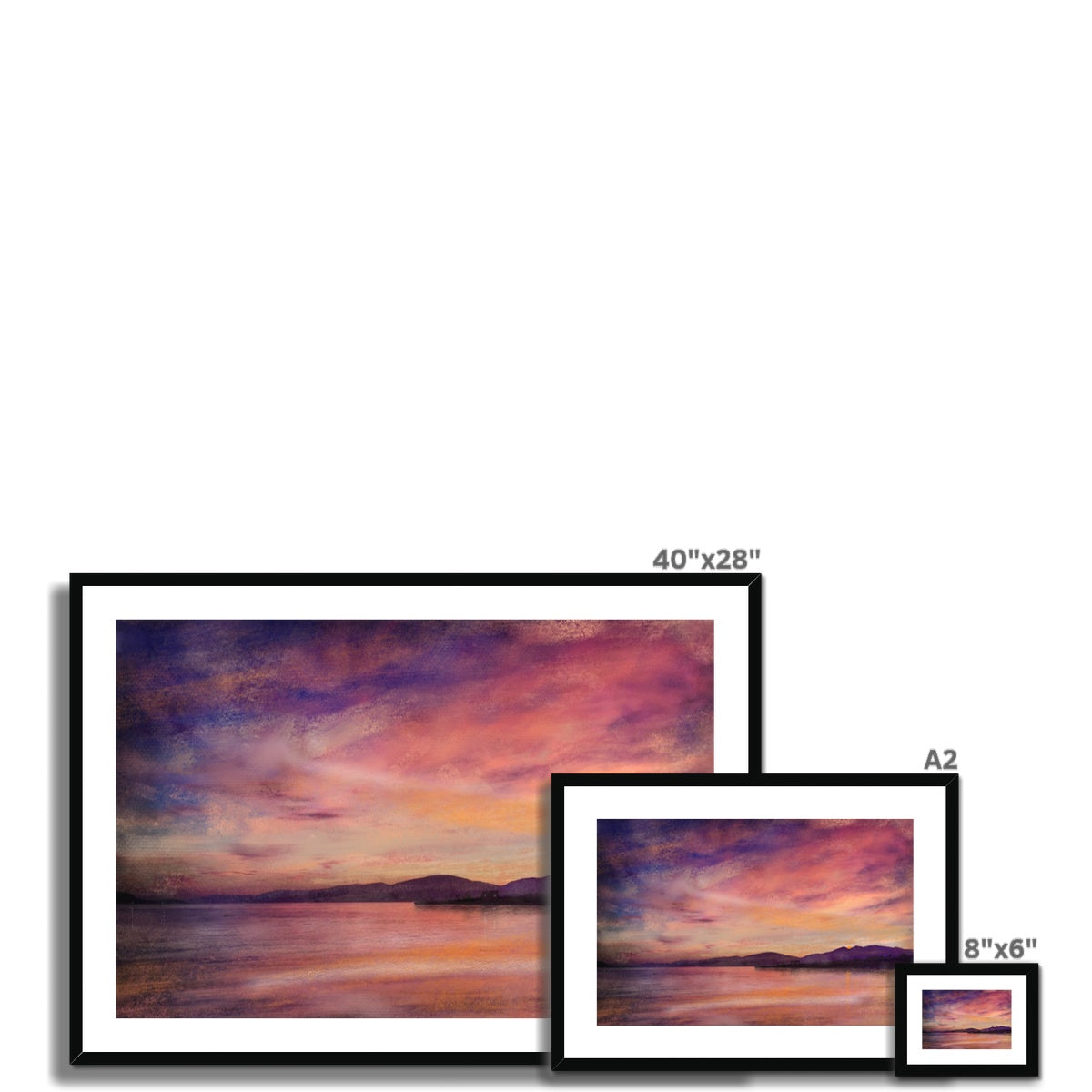 Loch Linnhe Dusk Painting | Framed & Mounted Prints From Scotland-Framed & Mounted Prints-Scottish Lochs & Mountains Art Gallery-Paintings, Prints, Homeware, Art Gifts From Scotland By Scottish Artist Kevin Hunter