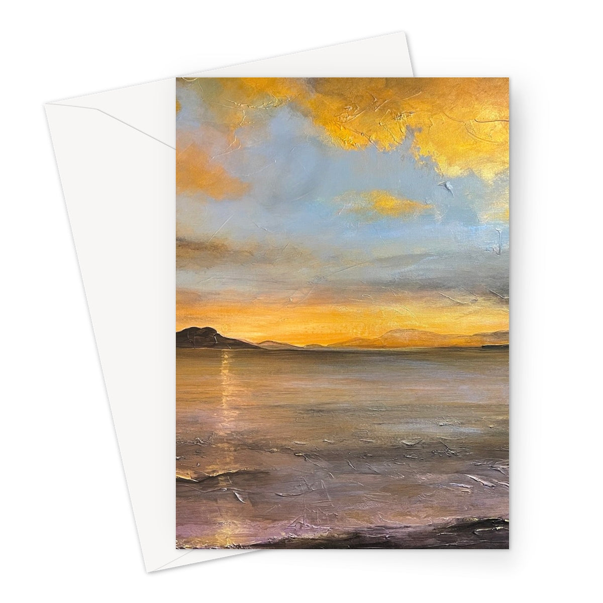 Loch Linnhe Sunset Art Gifts Greeting Card-Greetings Cards-Scottish Lochs & Mountains Art Gallery-A5 Portrait-1 Card-Paintings, Prints, Homeware, Art Gifts From Scotland By Scottish Artist Kevin Hunter