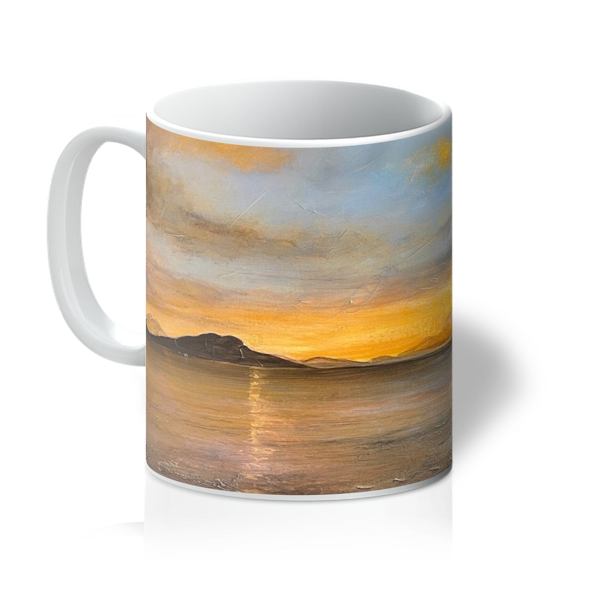 Loch Linnhe Sunset Art Gifts Mug-Mugs-Scottish Lochs & Mountains Art Gallery-11oz-White-Paintings, Prints, Homeware, Art Gifts From Scotland By Scottish Artist Kevin Hunter