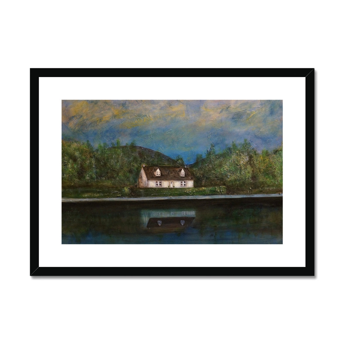 Loch Lomond Cottage Art Print: Black Framed House Painting
