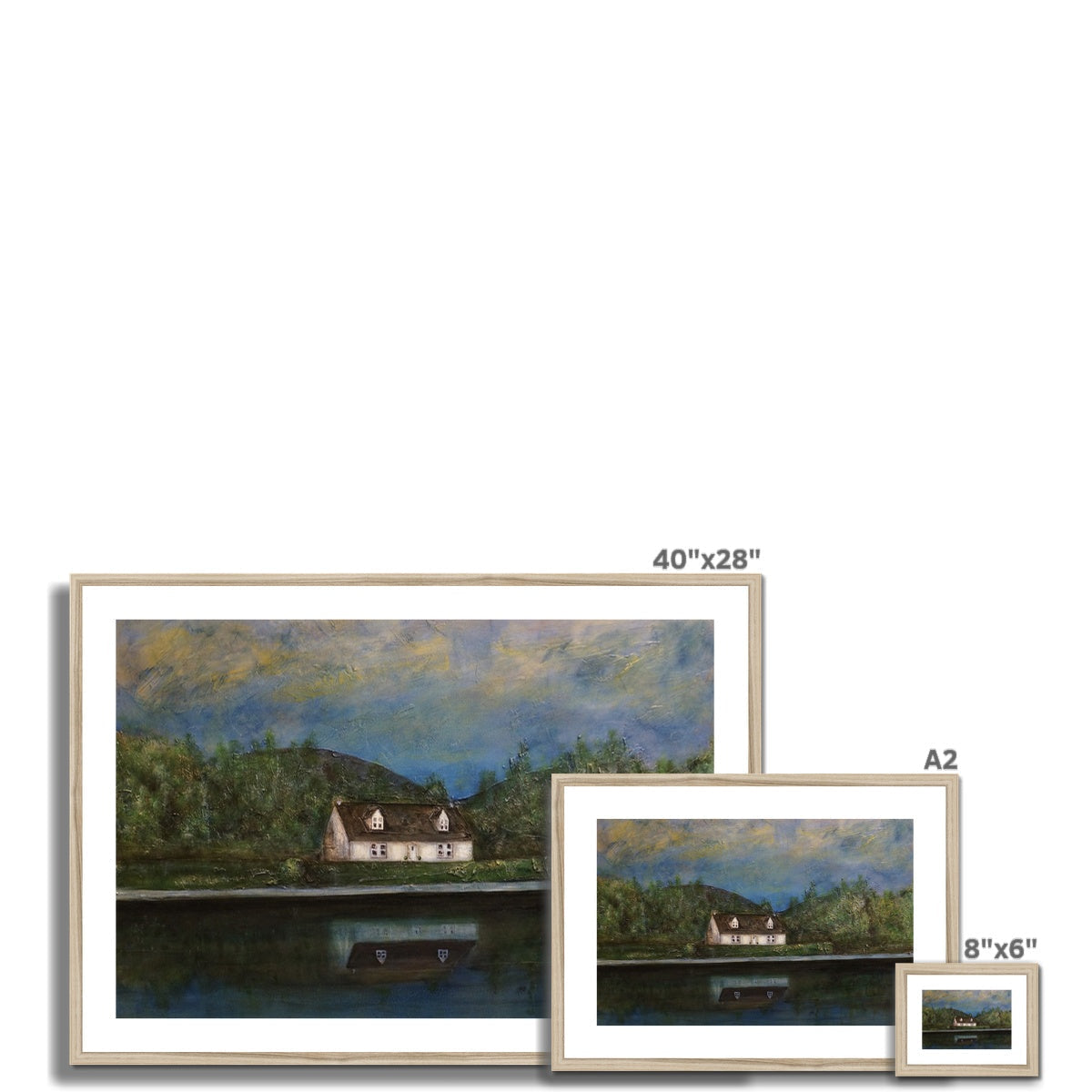 40x28 Framed Loch Lomond Cottage Landscape Painting