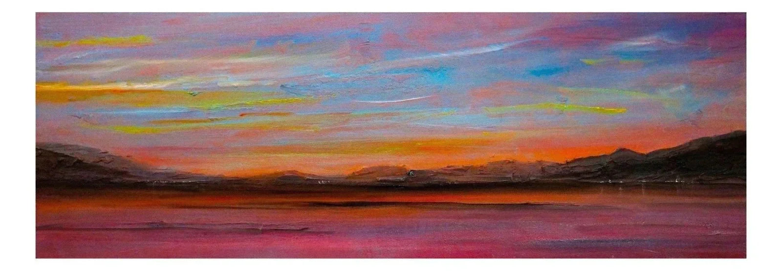 Loch Lomond Dusk: colorful abstract panoramic landscape painting