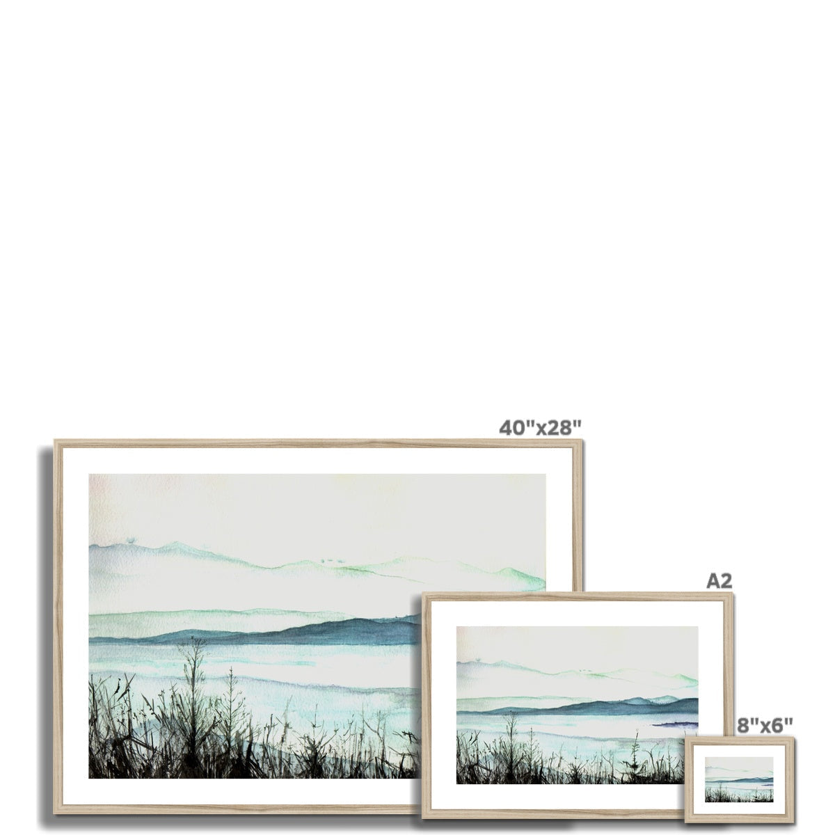 Loch Lomond Mist 40x28 inch minimalist framed watercolor print