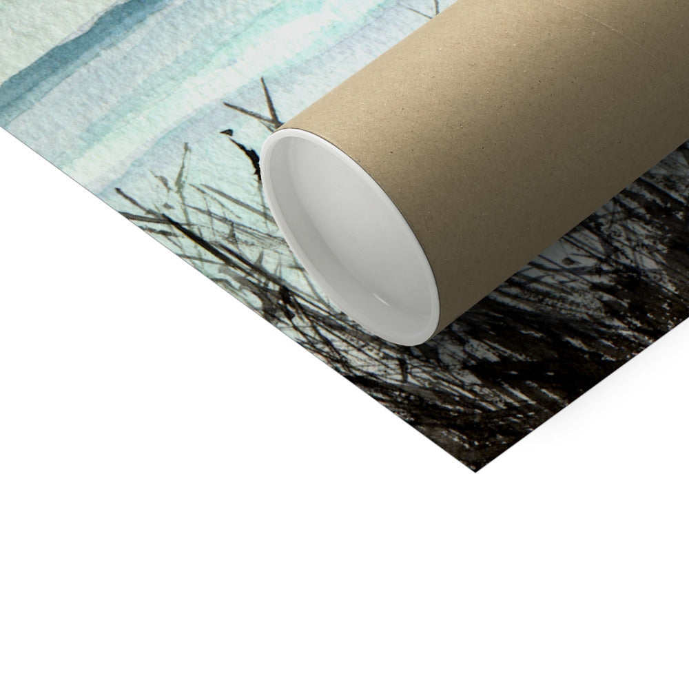 Kraft paper with winter landscape print on Hahnemuhle German Etching