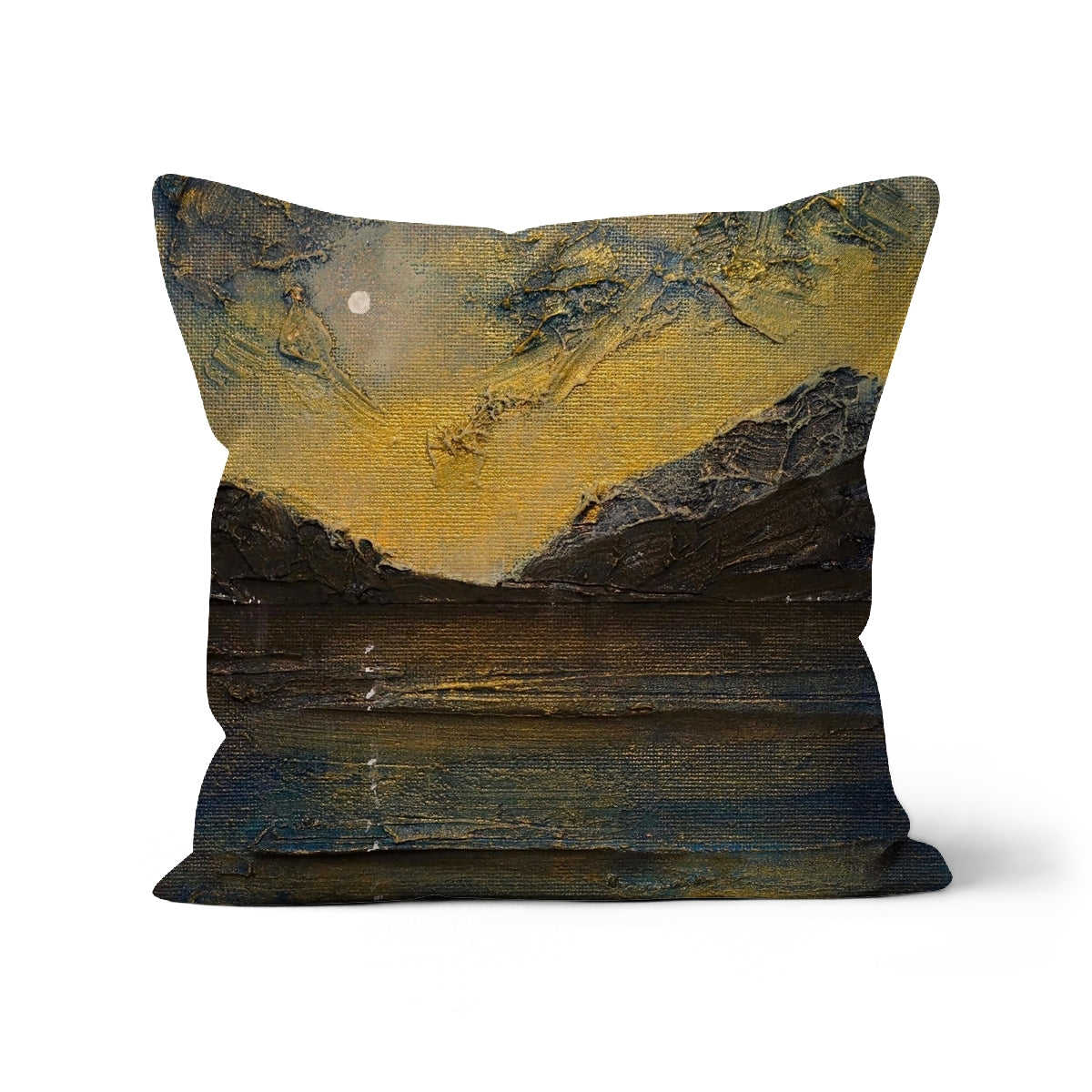 Loch Lomond Moonlight Art Gifts Cushion-Cushions-Scottish Lochs & Mountains Art Gallery-Canvas-12"x12"-Paintings, Prints, Homeware, Art Gifts From Scotland By Scottish Artist Kevin Hunter