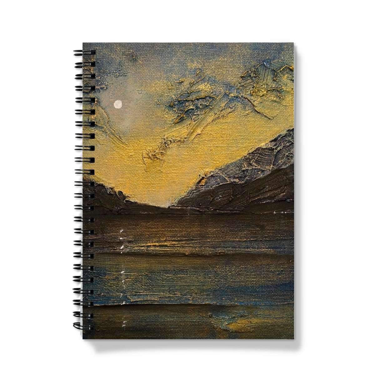 Loch Lomond Moonlight Art Gifts Notebook-Journals & Notebooks-Scottish Lochs & Mountains Art Gallery-A5-Graph-Paintings, Prints, Homeware, Art Gifts From Scotland By Scottish Artist Kevin Hunter