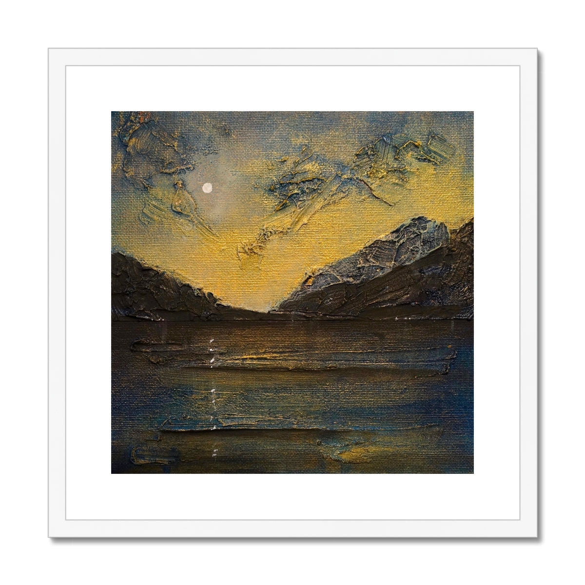 Loch Lomond Moonlight gold and black abstract landscape print