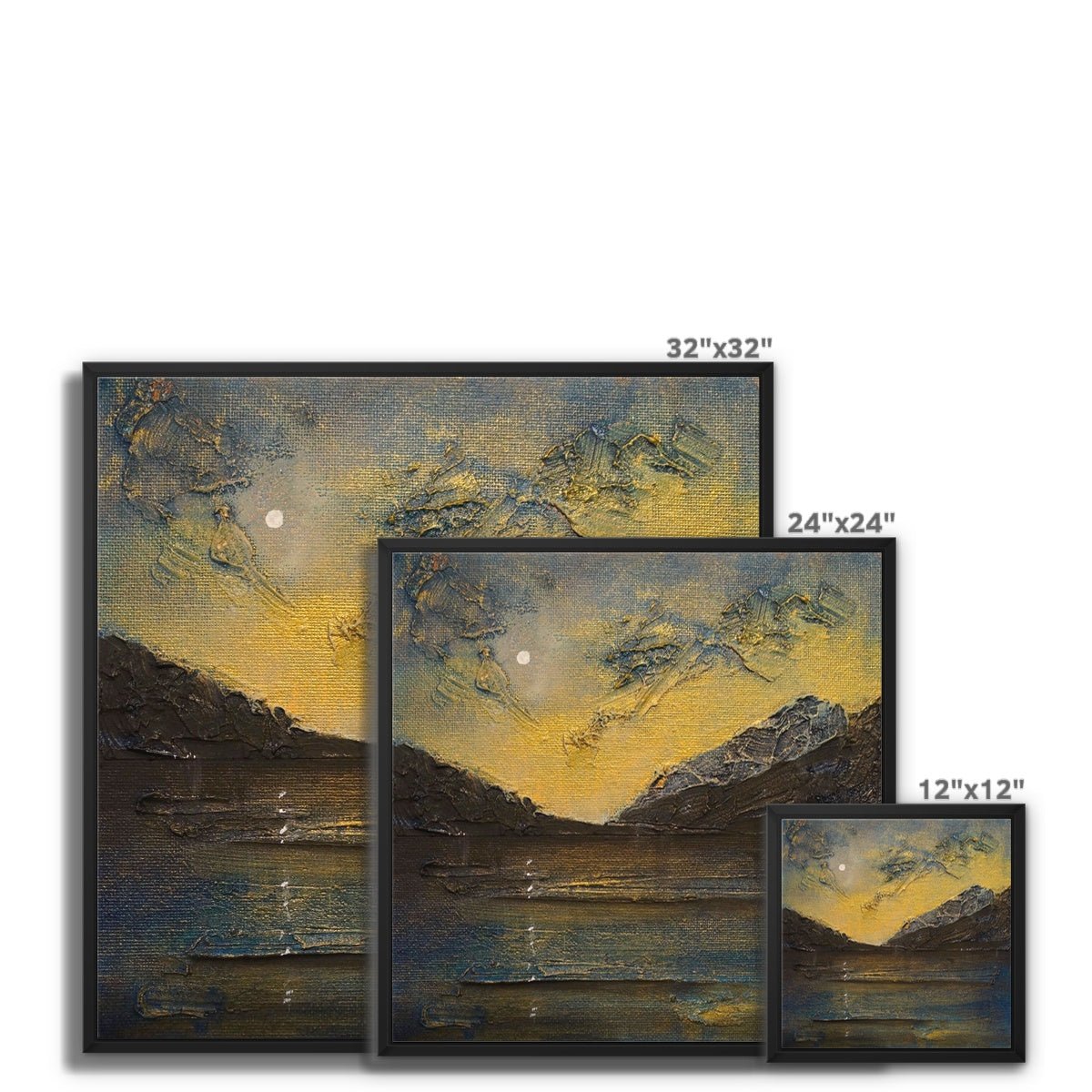 Loch Lomond Moonlight Painting | Framed Canvas From Scotland-Floating Framed Canvas Prints-Scottish Lochs & Mountains Art Gallery-Paintings, Prints, Homeware, Art Gifts From Scotland By Scottish Artist Kevin Hunter