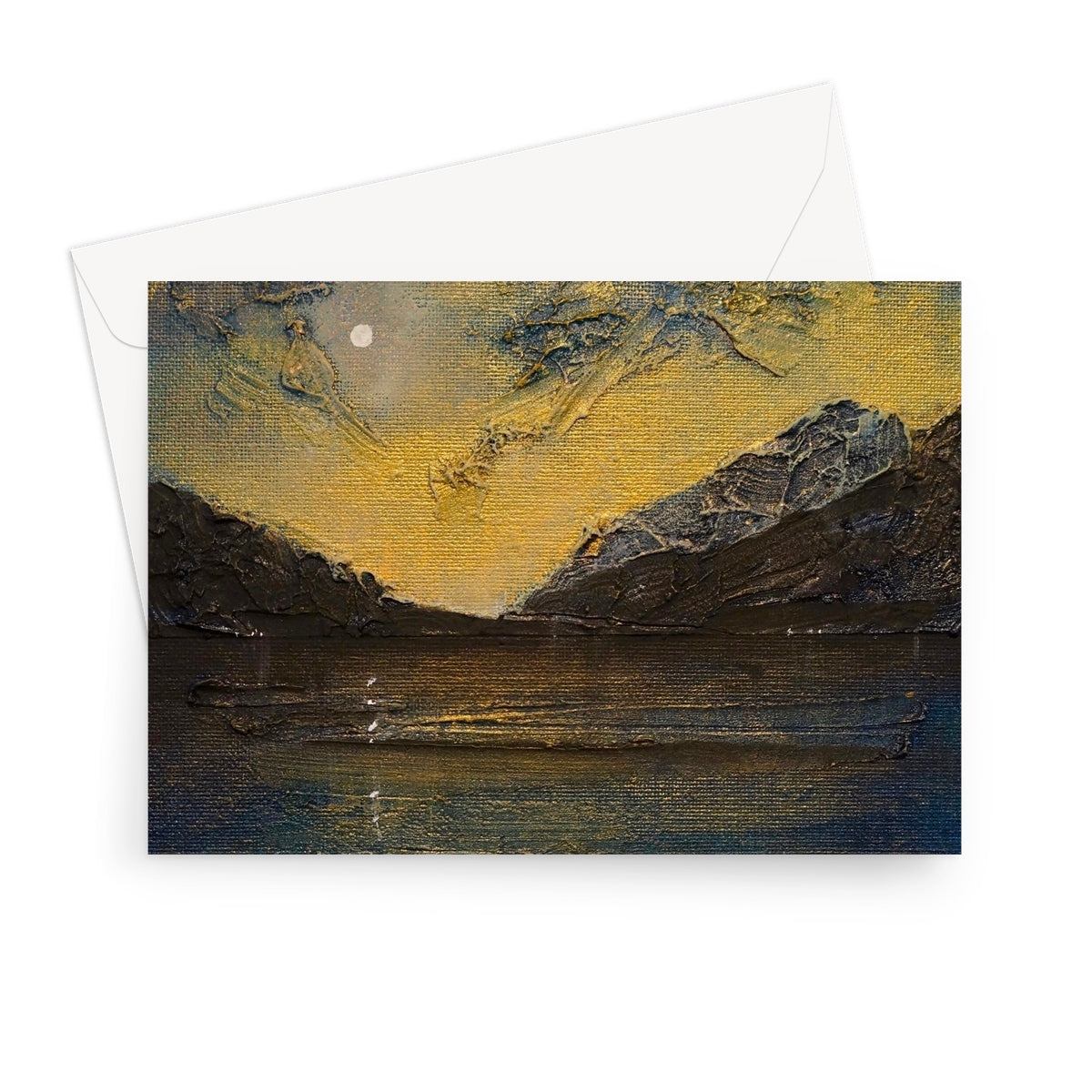 Loch Lomond Moonlight Scottish Art Gifts Greeting Card | Scottish Lochs & Mountains Art Gallery | Paintings, Prints, Homeware and Art Gifts From Scotland By Scottish Artist Kevin Hunter