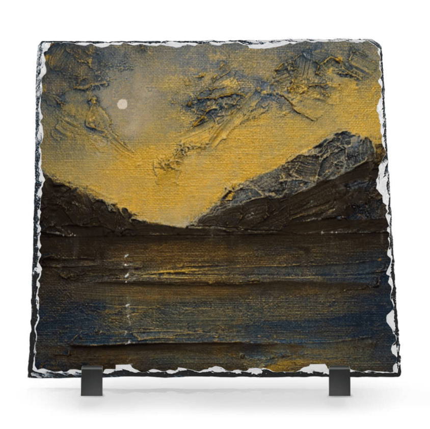 Loch Lomond Moonlight Slate Art-Slate Art-Scottish Lochs & Mountains Art Gallery-Paintings, Prints, Homeware, Art Gifts From Scotland By Scottish Artist Kevin Hunter