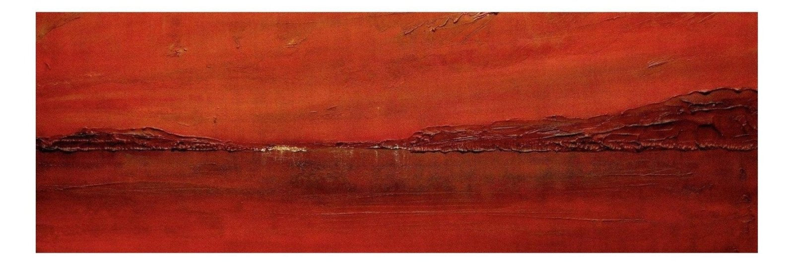 Panoramic abstract landscape painting in red and orange for Loch Lomond Sunset Panoramic Prints