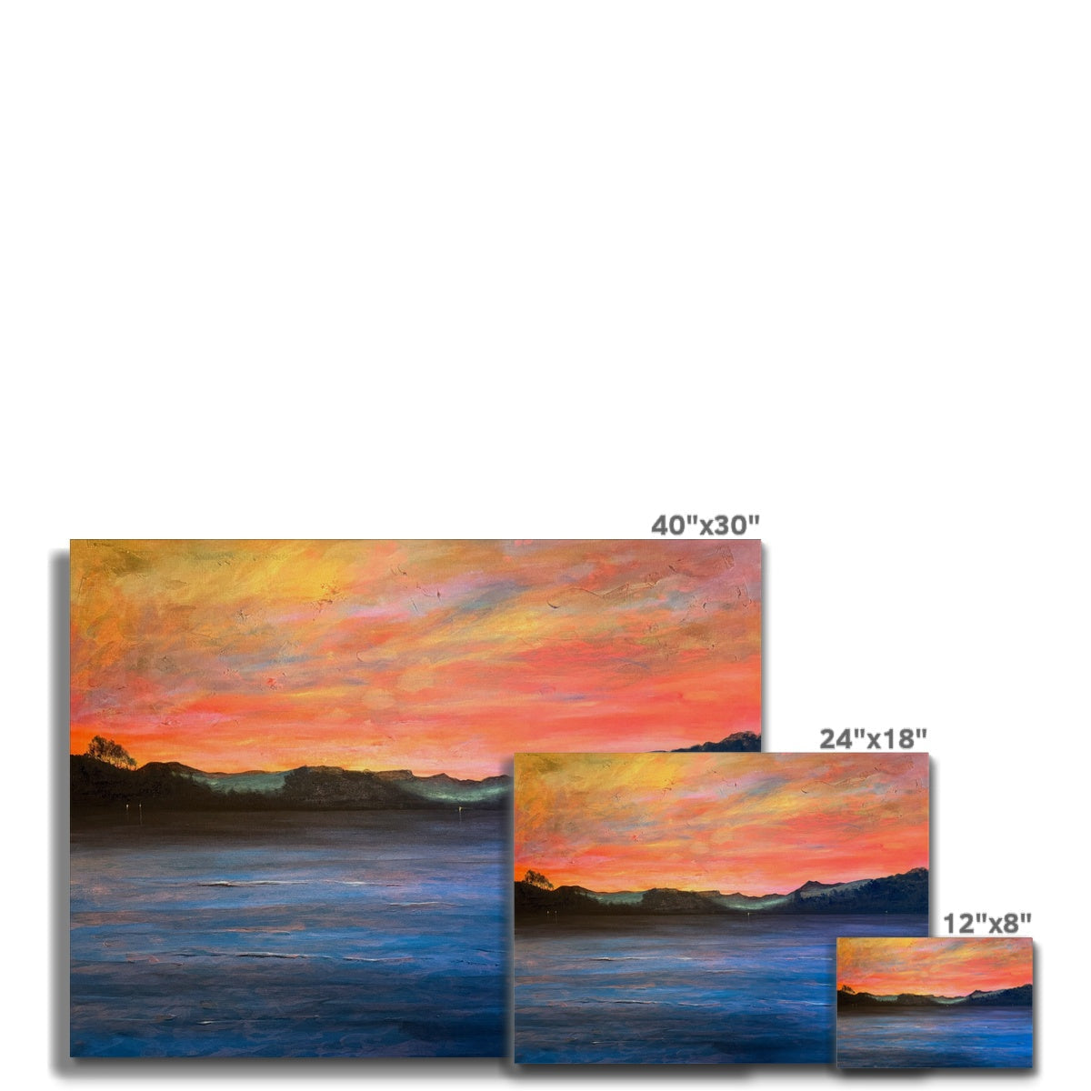 40x30 inch Loch Maree & Slioch canvas print of vibrant sunset mountains