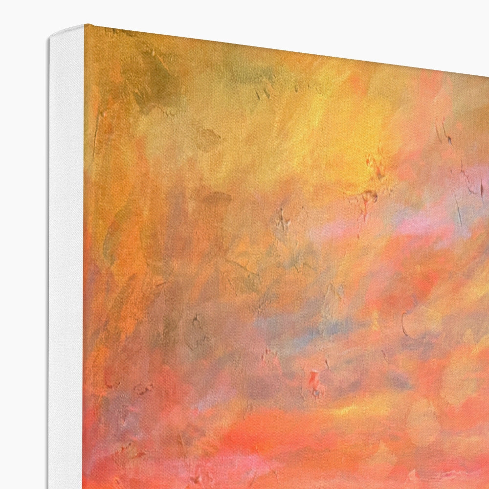 Loch Maree & Slioch canvas print with abstract orange, yellow, pink design