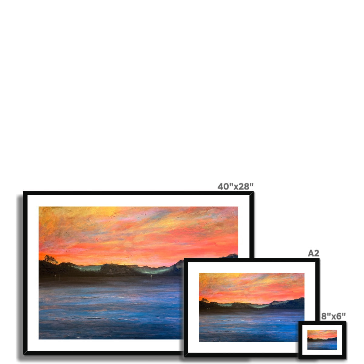 Framed 40x28 Loch Maree and Slioch sunset landscape print