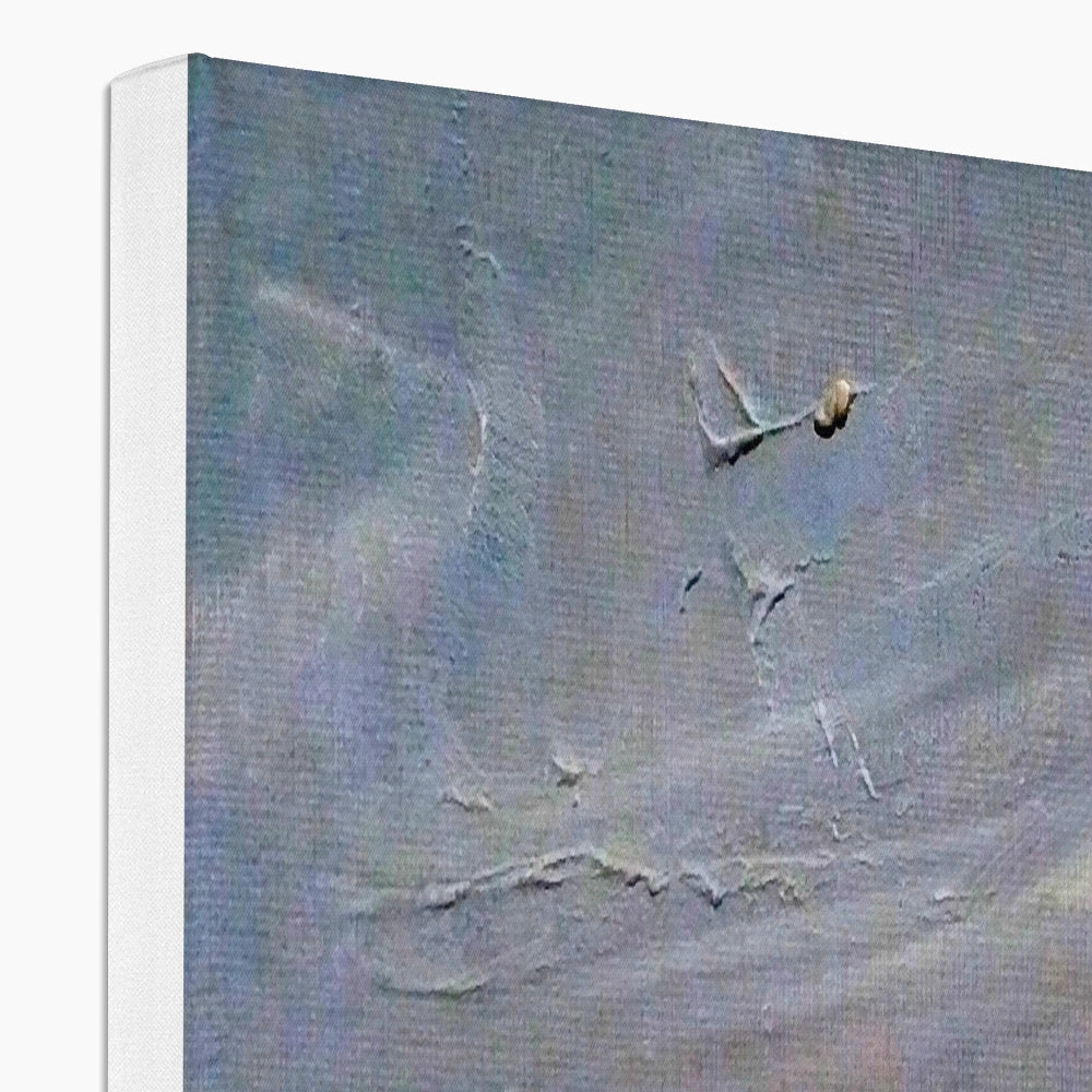 Gray textured canvas wall art with raised details and gold accents in the Loch Morlich Moonlight Canvas
