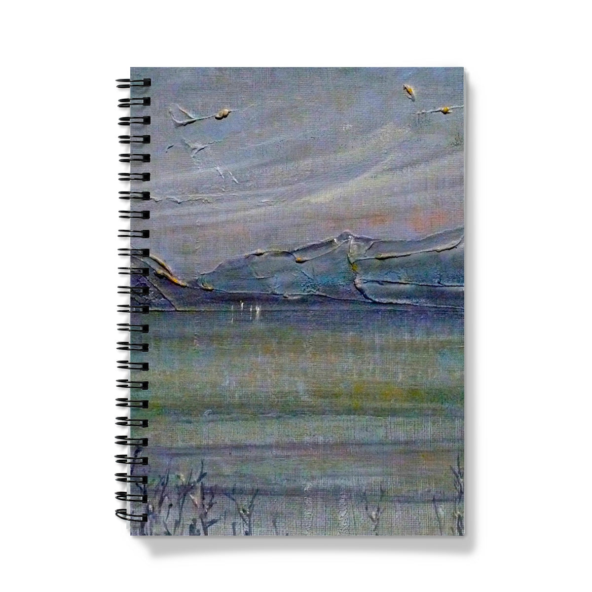 Loch Morlich Moonlight Notebook with abstract landscape cover in muted earth tones