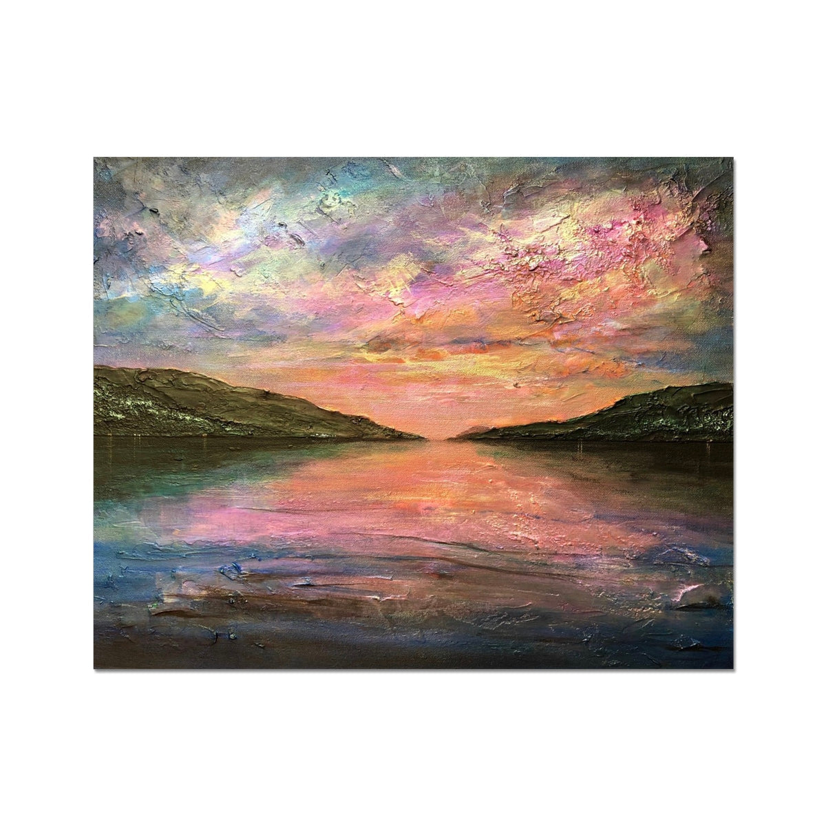 Loch Ness Dawn Artist Proof: Serene sunset canvas print over water