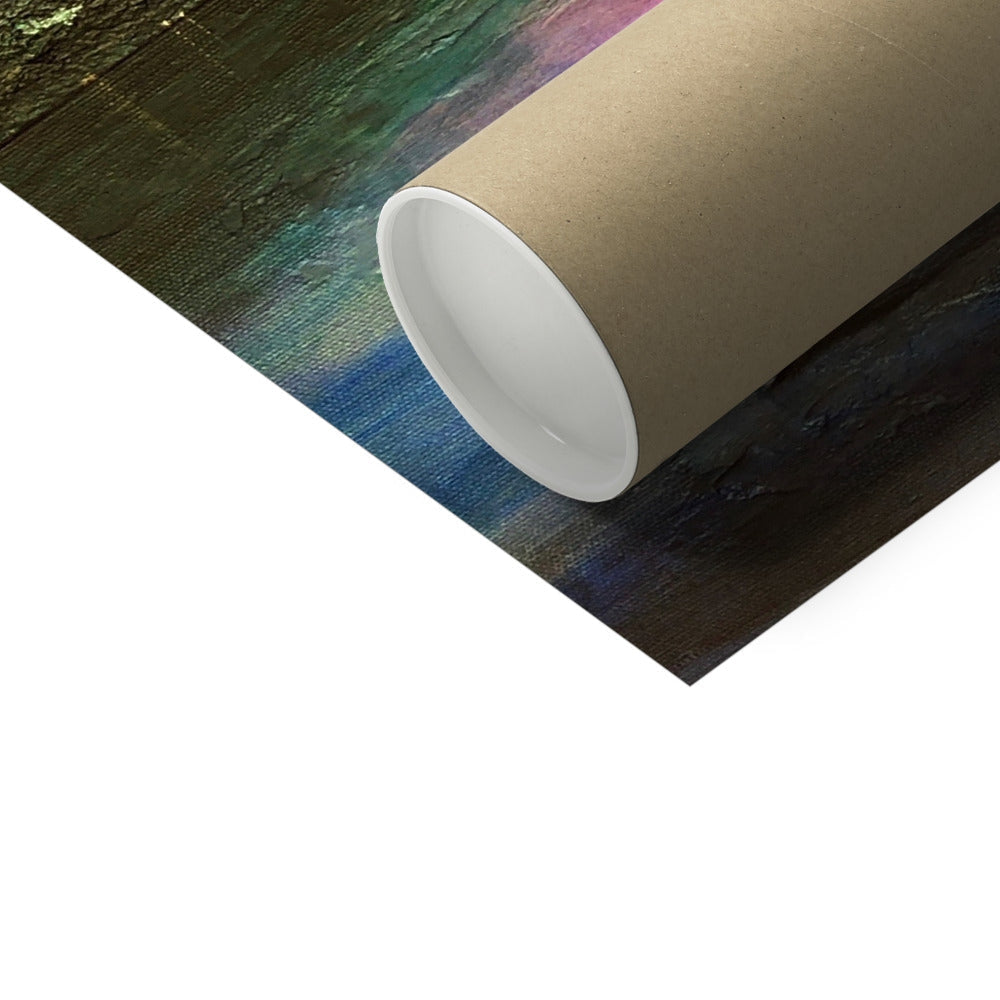 Rolled Loch Ness Dawn Artist Proof canvas print with abstract blue green textured brushstrokes