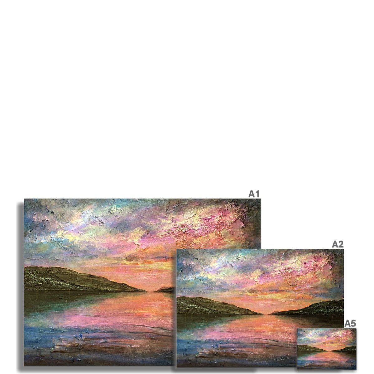 Loch Ness Dawn Painting | Fine Art Prints From Scotland-Unframed Prints-Scottish Lochs & Mountains Art Gallery-Paintings, Prints, Homeware, Art Gifts From Scotland By Scottish Artist Kevin Hunter