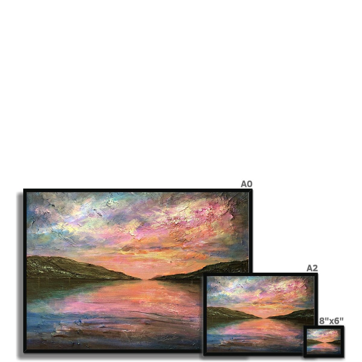 Loch Ness Dawn Painting | Framed Prints From Scotland-Framed Prints-Scottish Lochs & Mountains Art Gallery-Paintings, Prints, Homeware, Art Gifts From Scotland By Scottish Artist Kevin Hunter