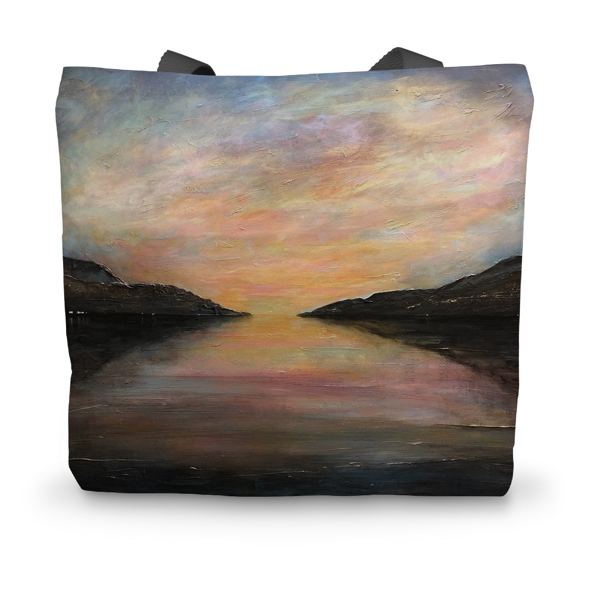 Loch Ness Glow Art Gifts Canvas Tote Bag-Bags-Scottish Lochs & Mountains Art Gallery-14"x18.5"-Paintings, Prints, Homeware, Art Gifts From Scotland By Scottish Artist Kevin Hunter