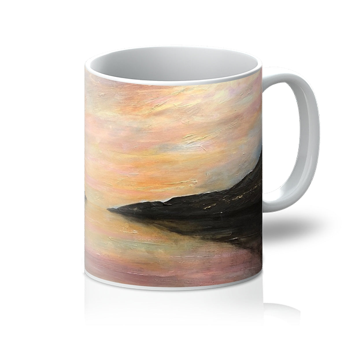 Loch Ness Glow Art Gifts Mug-Mugs-Scottish Lochs & Mountains Art Gallery-11oz-White-Paintings, Prints, Homeware, Art Gifts From Scotland By Scottish Artist Kevin Hunter