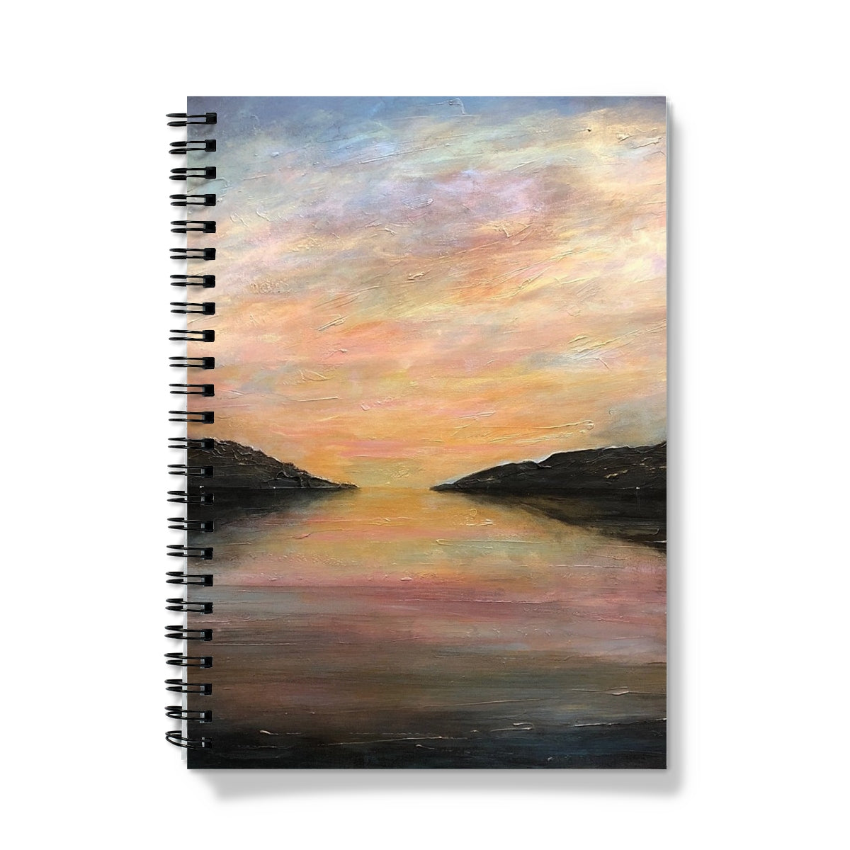 Loch Ness Glow Art Gifts Notebook-Journals & Notebooks-Scottish Lochs & Mountains Art Gallery-A5-Graph-Paintings, Prints, Homeware, Art Gifts From Scotland By Scottish Artist Kevin Hunter