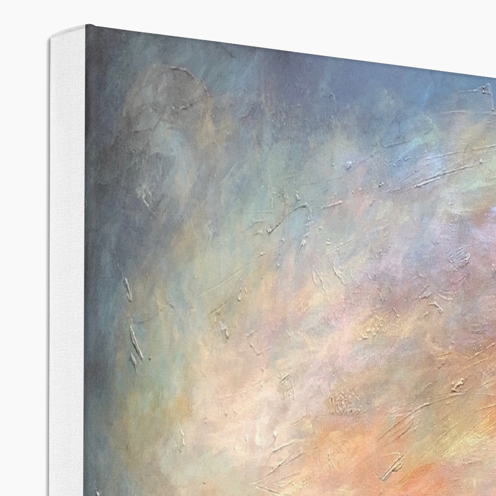 Abstract Loch Ness Glow canvas print with pastel textured blues, pinks