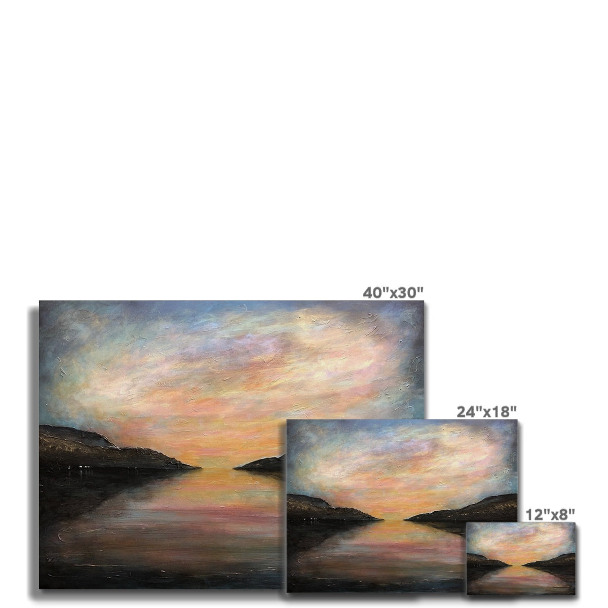 40x30 Loch Ness Glow canvas print of serene sunset over calm waters