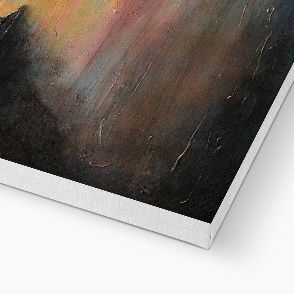 Loch Ness Glow black and pink abstract canvas print in silver frame