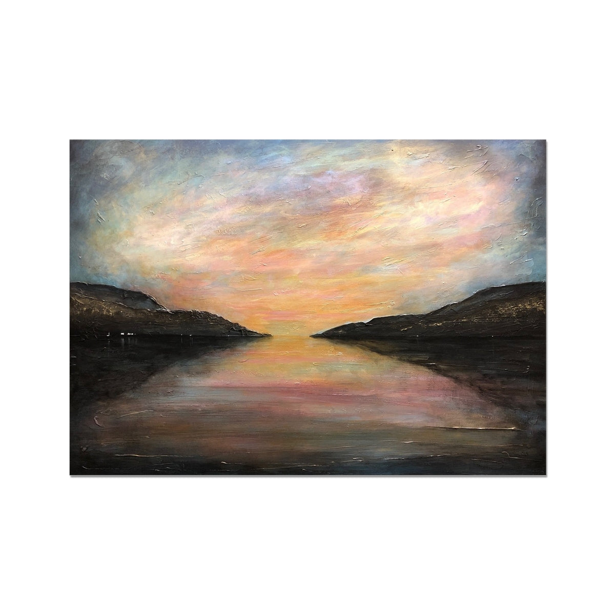 Loch Ness Glow Painting | Fine Art Prints From Scotland-Unframed Prints-Scottish Lochs & Mountains Art Gallery-A2 Landscape-Paintings, Prints, Homeware, Art Gifts From Scotland By Scottish Artist Kevin Hunter