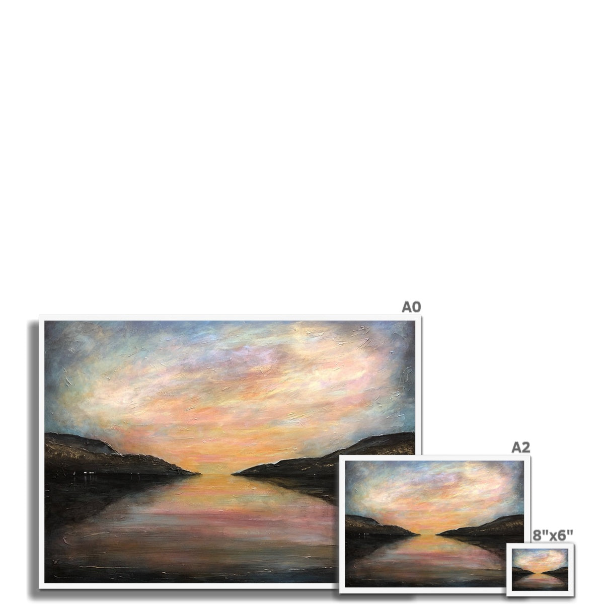 Loch Ness Glow Painting | Framed Prints From Scotland-Framed Prints-Scottish Lochs & Mountains Art Gallery-Paintings, Prints, Homeware, Art Gifts From Scotland By Scottish Artist Kevin Hunter