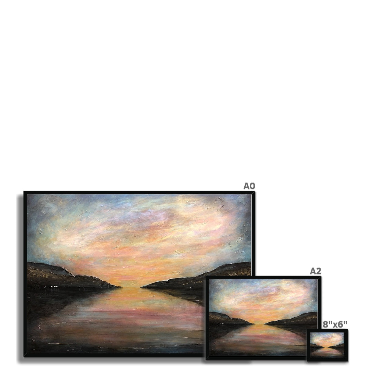 Loch Ness Glow Painting | Framed Prints From Scotland-Framed Prints-Scottish Lochs & Mountains Art Gallery-Paintings, Prints, Homeware, Art Gifts From Scotland By Scottish Artist Kevin Hunter
