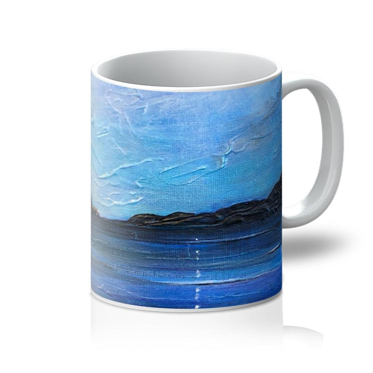 Loch Ness Moonlight Art Gifts Mug-Mugs-Scottish Lochs & Mountains Art Gallery-11oz-White-Paintings, Prints, Homeware, Art Gifts From Scotland By Scottish Artist Kevin Hunter