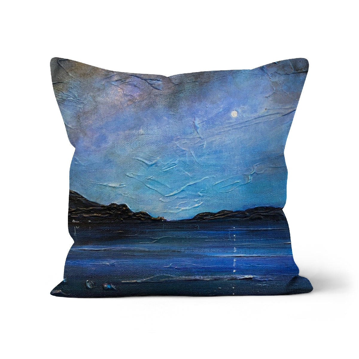 Loch Ness Moonlight Cushion: textured blue-gray moonlit ocean pillow