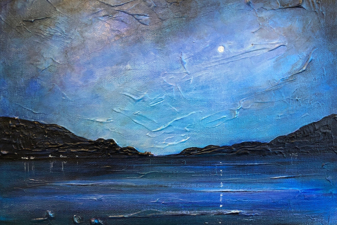 Loch Ness Moonlight | Original Landscape Painting | Scotland-Scottish Lochs &amp; Mountains Art Gallery