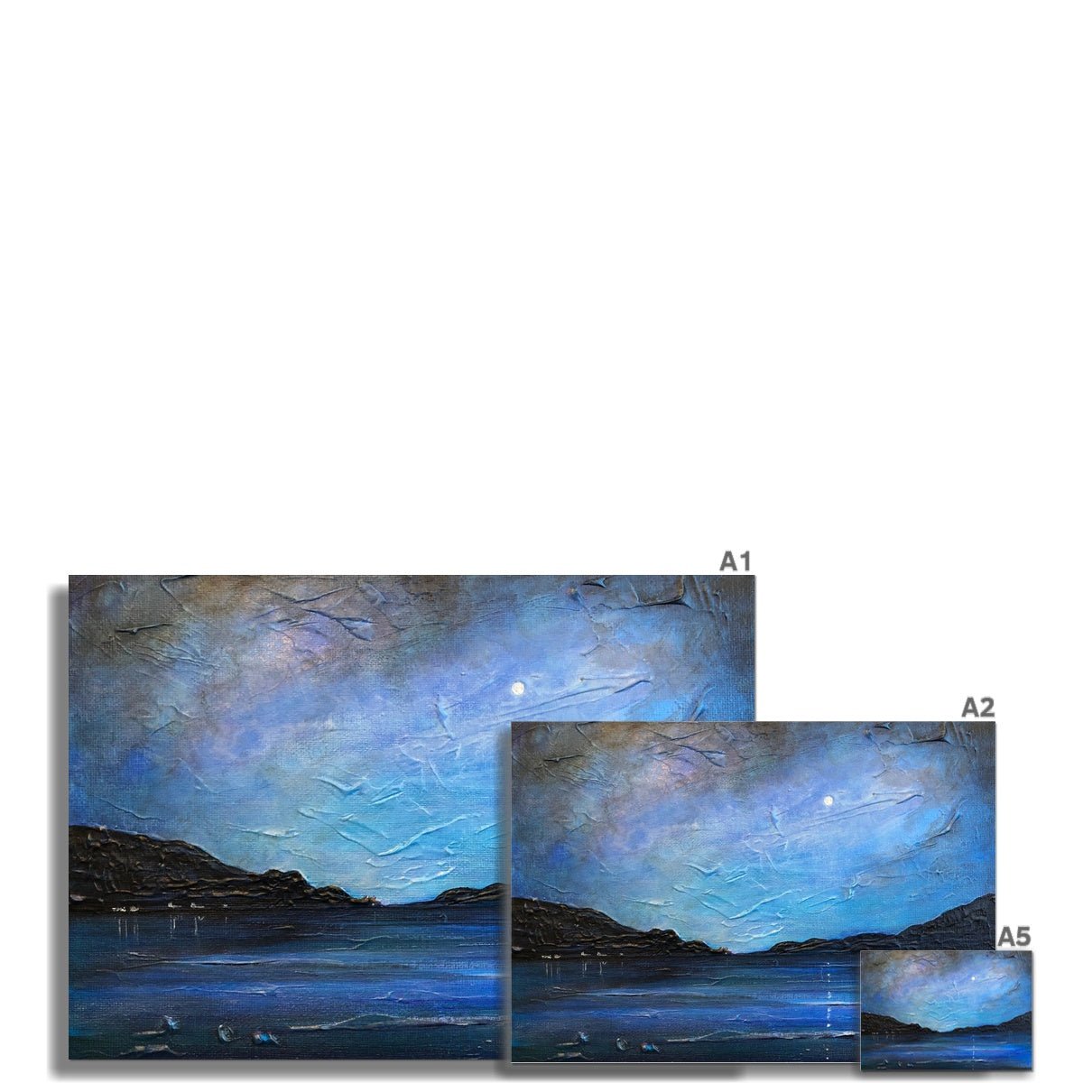 Loch Ness Moonlight Painting | Fine Art Prints From Scotland-Unframed Prints-Scottish Lochs & Mountains Art Gallery-Paintings, Prints, Homeware, Art Gifts From Scotland By Scottish Artist Kevin Hunter