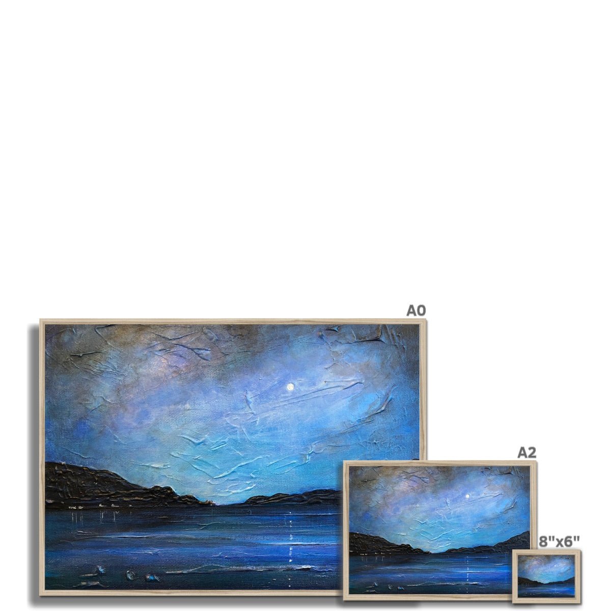 Loch Ness Moonlight Painting | Framed Prints From Scotland-Framed Prints-Scottish Lochs & Mountains Art Gallery-Paintings, Prints, Homeware, Art Gifts From Scotland By Scottish Artist Kevin Hunter