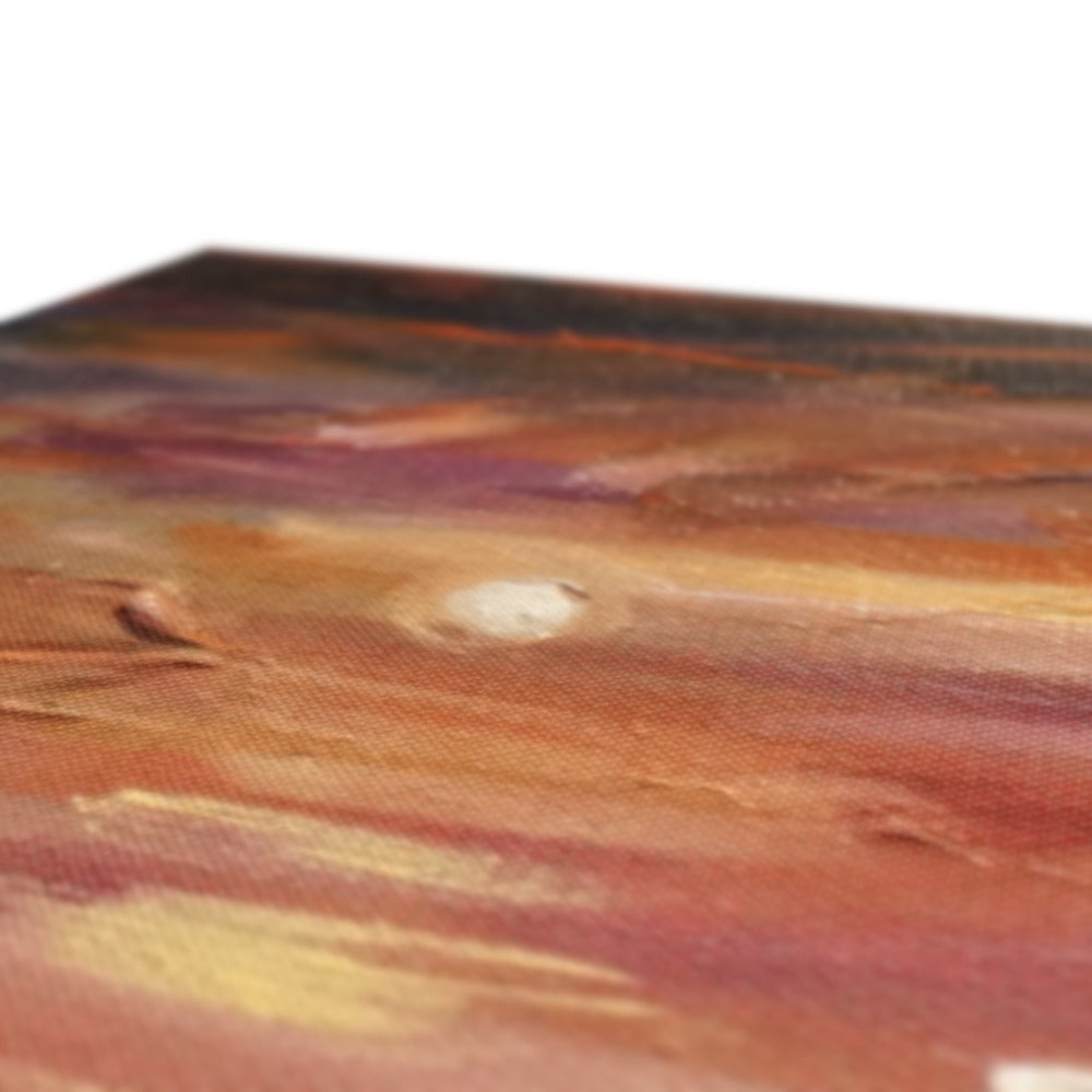 Loch Ness Moonset canvas print of wooden table with warm natural grain