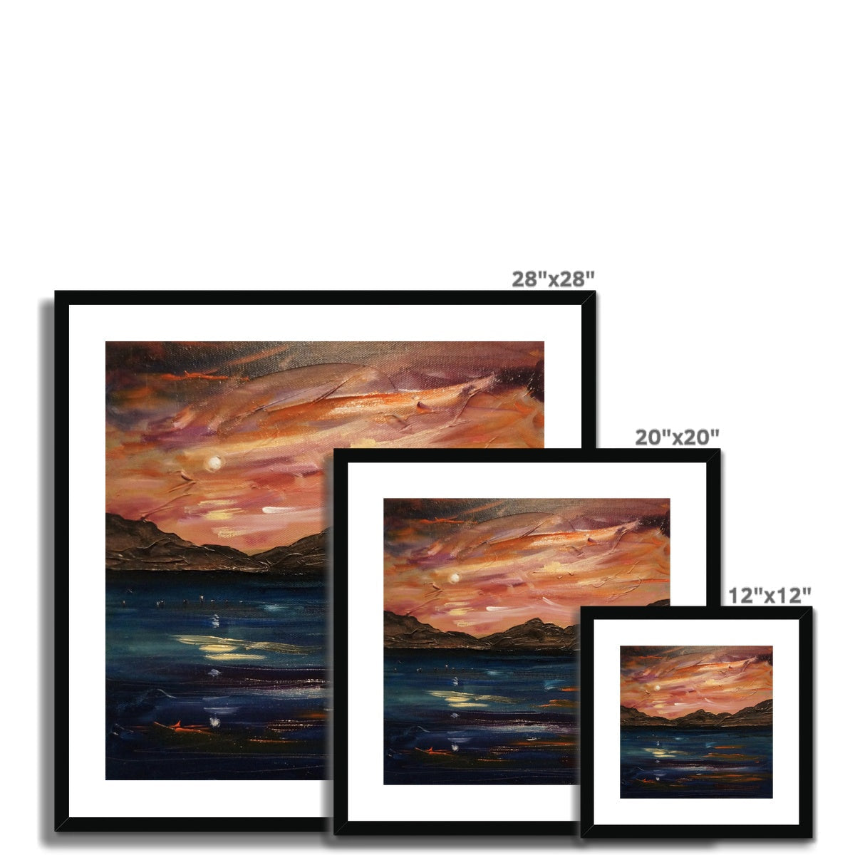 28x28 Loch Ness Moonset framed abstract landscape print