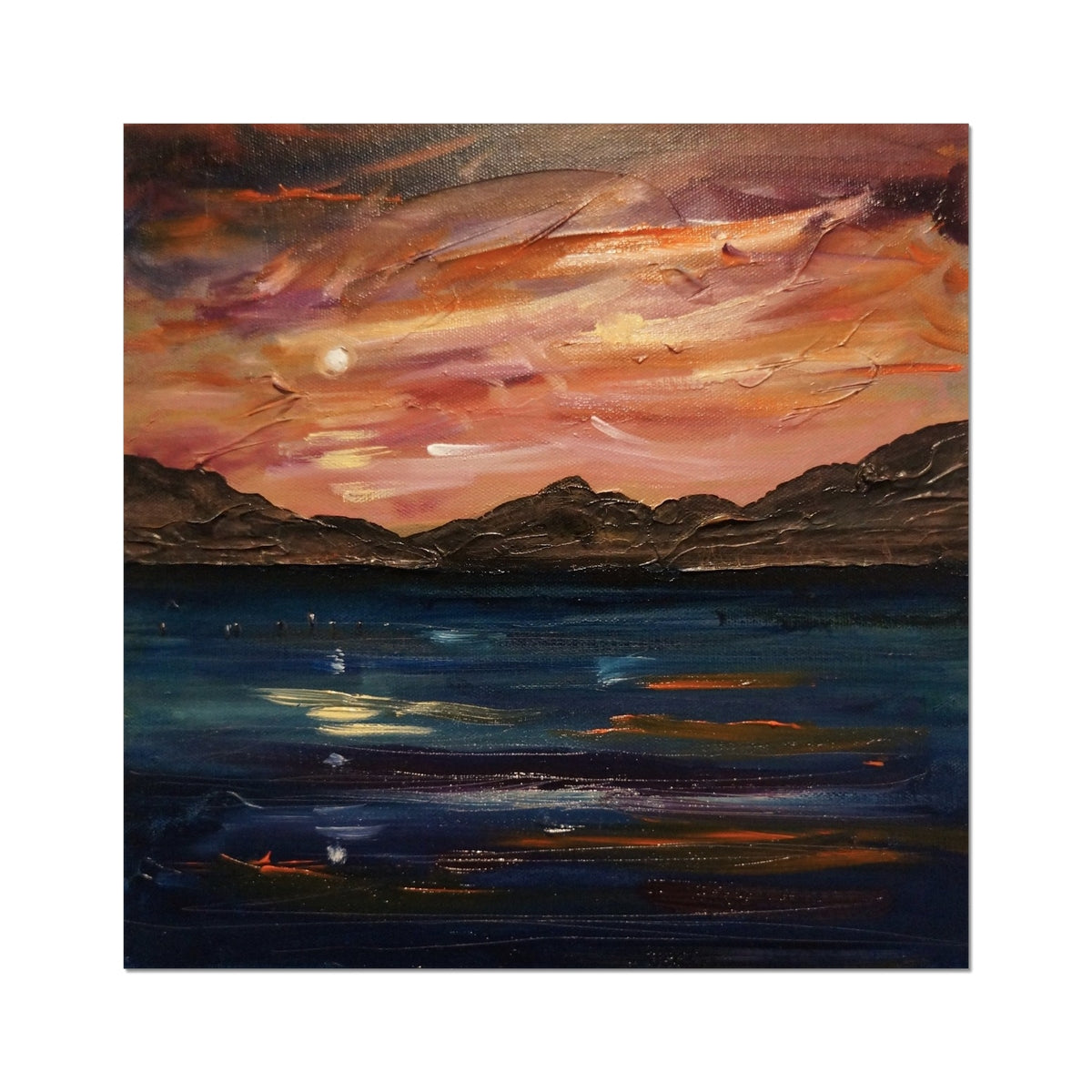 Loch Ness Moonset Painting | Fine Art Prints From Scotland-Unframed Prints-Scottish Lochs & Mountains Art Gallery-24"x24"-Paintings, Prints, Homeware, Art Gifts From Scotland By Scottish Artist Kevin Hunter