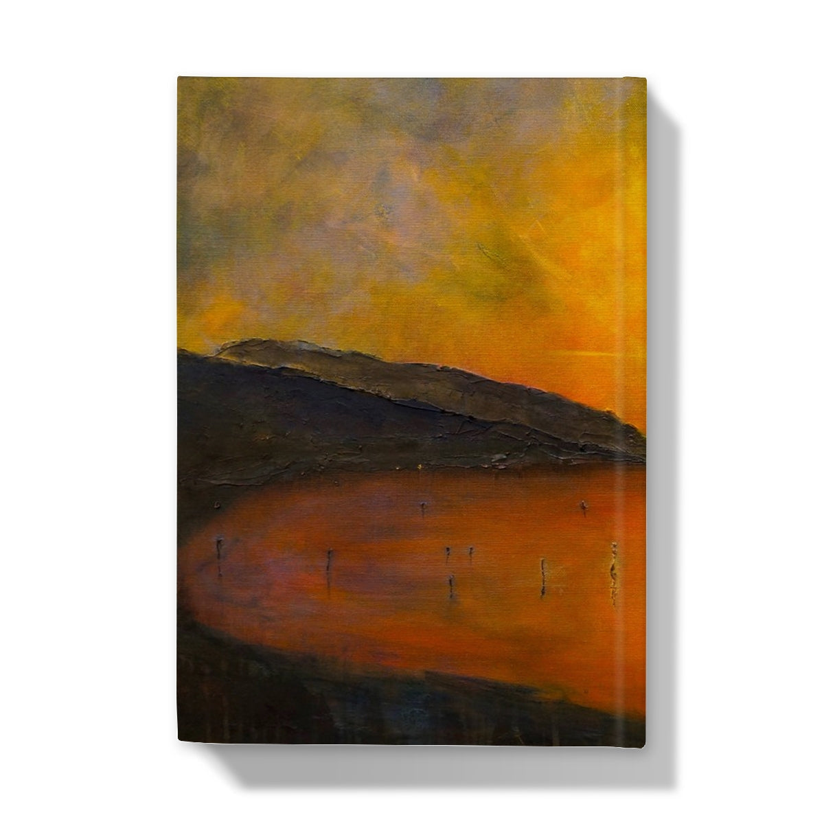 Loch Ness Sunset Hardback Journal with abstract orange-yellow landscape