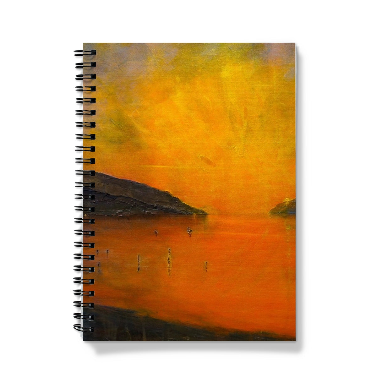 Loch Ness Sunset Notebook with vibrant orange and yellow sunset cover