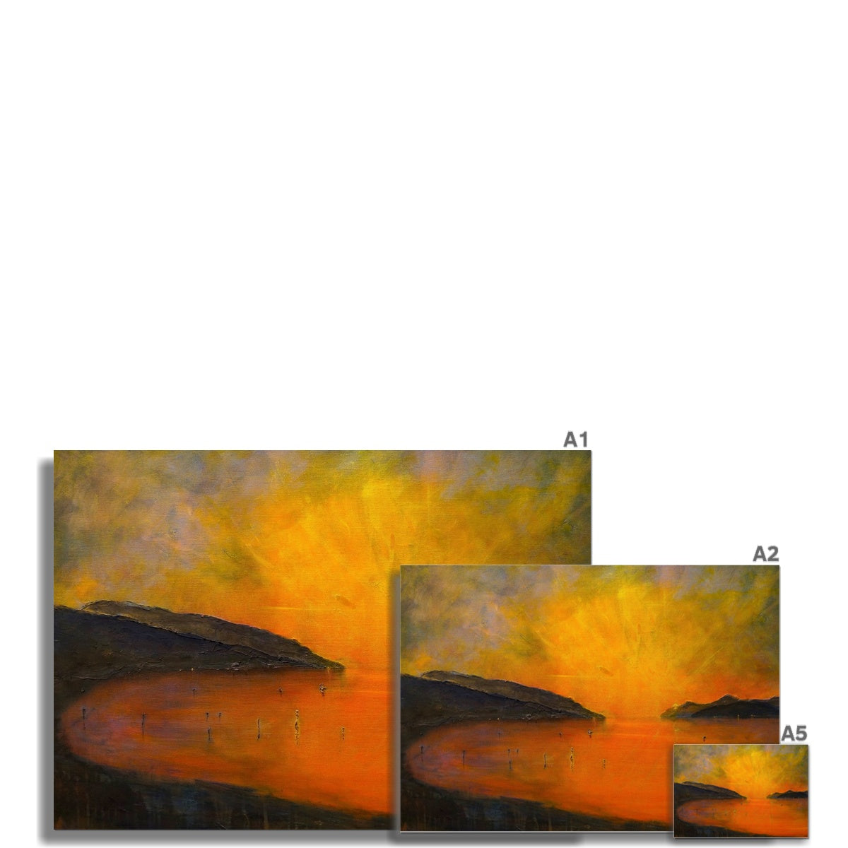 Loch Ness Sunset Painting | Fine Art Prints From Scotland-Unframed Prints-Scottish Lochs & Mountains Art Gallery-Paintings, Prints, Homeware, Art Gifts From Scotland By Scottish Artist Kevin Hunter