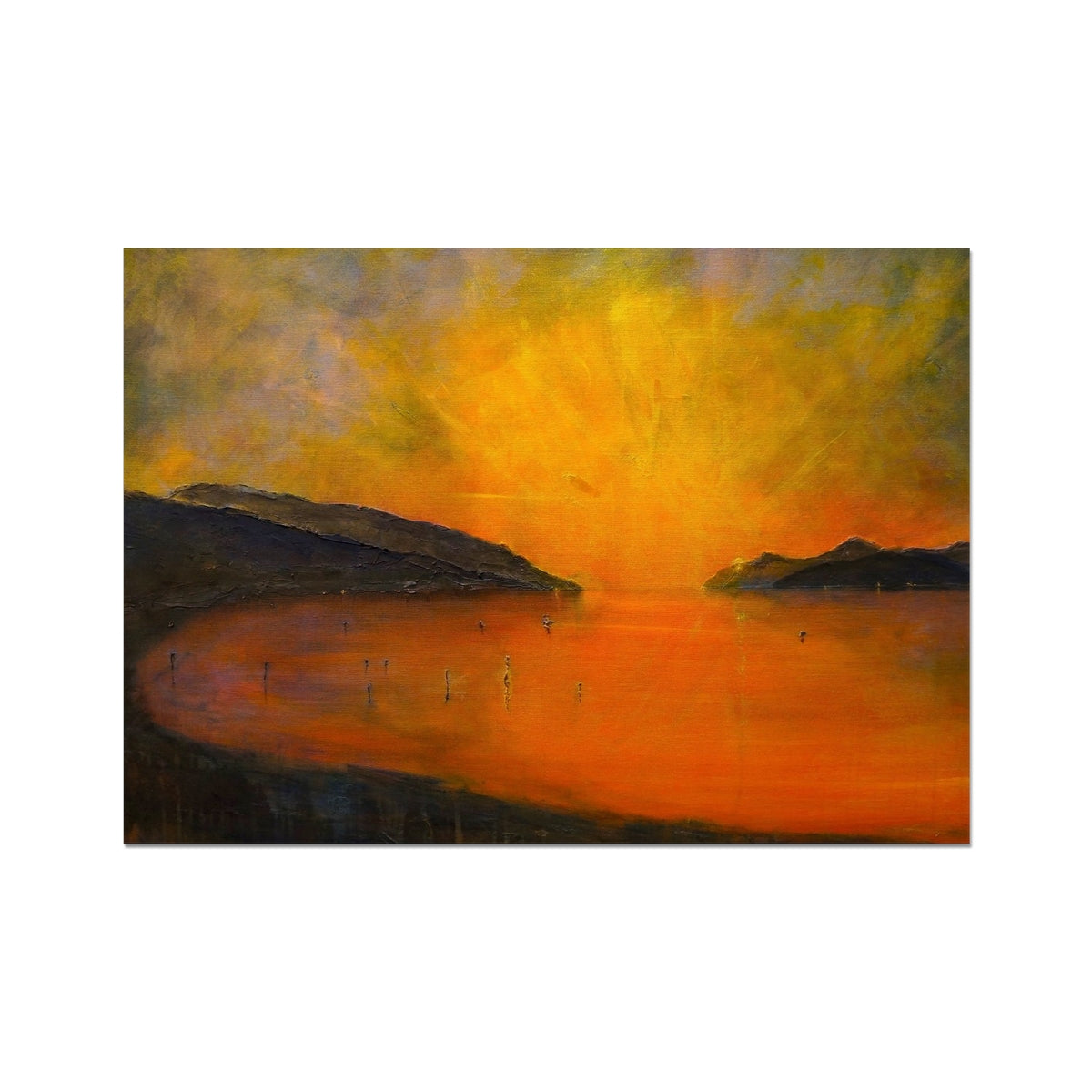 Loch Ness Sunset Painting | Fine Art Prints From Scotland-Unframed Prints-Scottish Lochs & Mountains Art Gallery-A2 Landscape-Paintings, Prints, Homeware, Art Gifts From Scotland By Scottish Artist Kevin Hunter