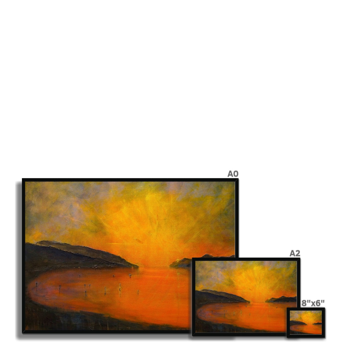 Loch Ness Sunset Painting | Framed Prints From Scotland-Framed Prints-Scottish Lochs & Mountains Art Gallery-Paintings, Prints, Homeware, Art Gifts From Scotland By Scottish Artist Kevin Hunter
